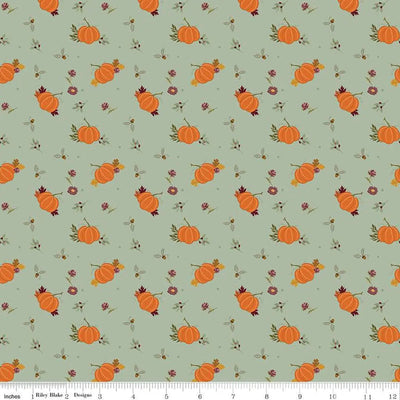 The Awe of Autumn Pumpkins Hazy Fabric - 43"/44" Per Yard
