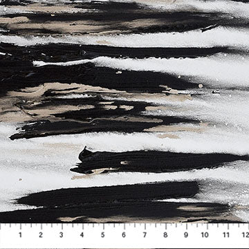 Transcendence Black & White Paint Stripes Cotton Fabric
