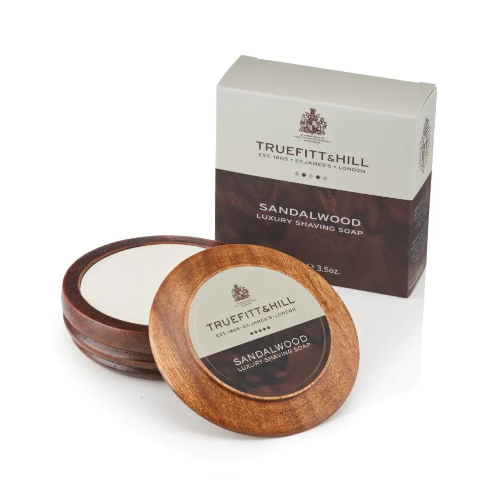 Truefitt & Hill Sandalwood Luxury Shaving Soap in Wooden Bowl - 3.3 oz