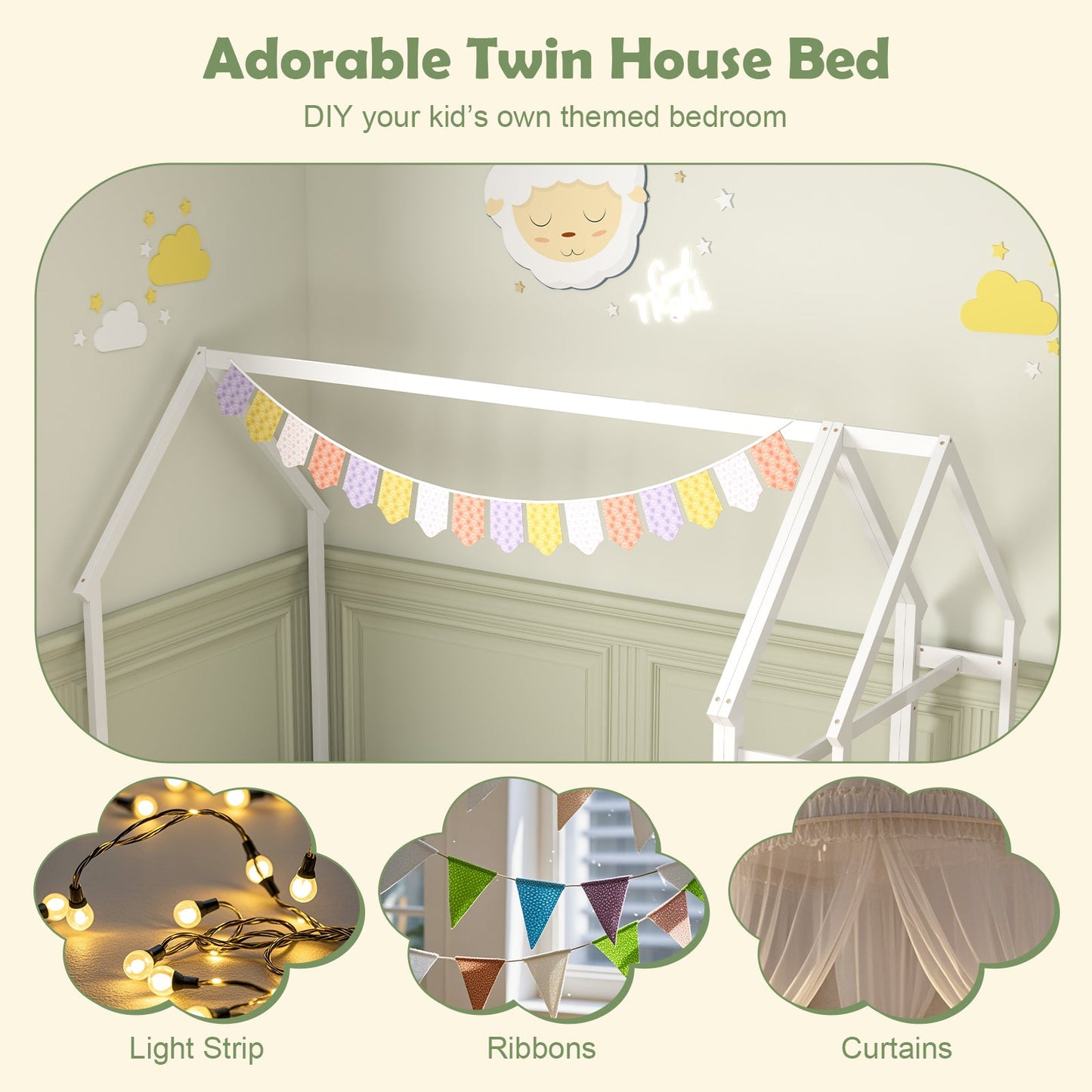 Cadre de Lit Montessori Twin House avec Rangement - Blanc