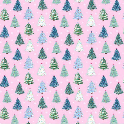 Twinkle Trees Cloud Cuddle Pink Fabric per Yard