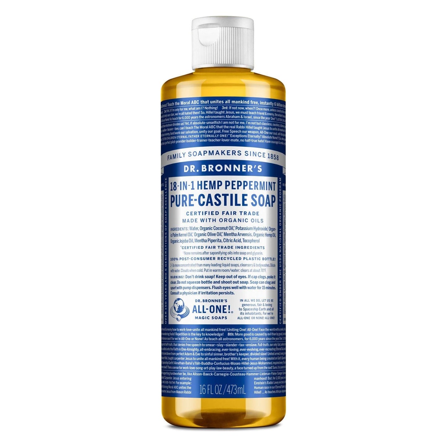 Jabón Líquido de Cáñamo con Menta de Dr. Bronner - 16 oz