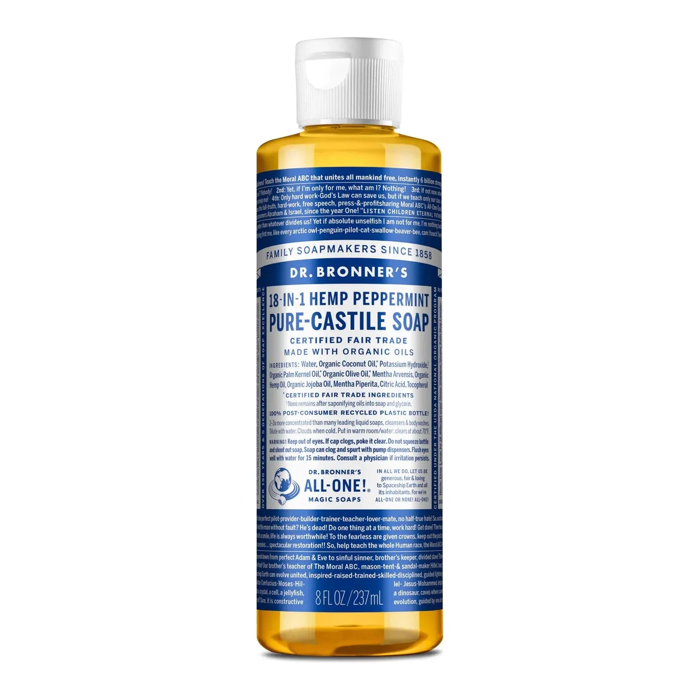 Dr. Bronner's Organic Pure Castile Liquid Soap - Peppermint 8 fl oz