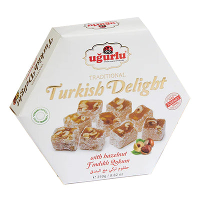 Uğurlu Hazelnut Turkish Delight – 250g (Altıgen Box)