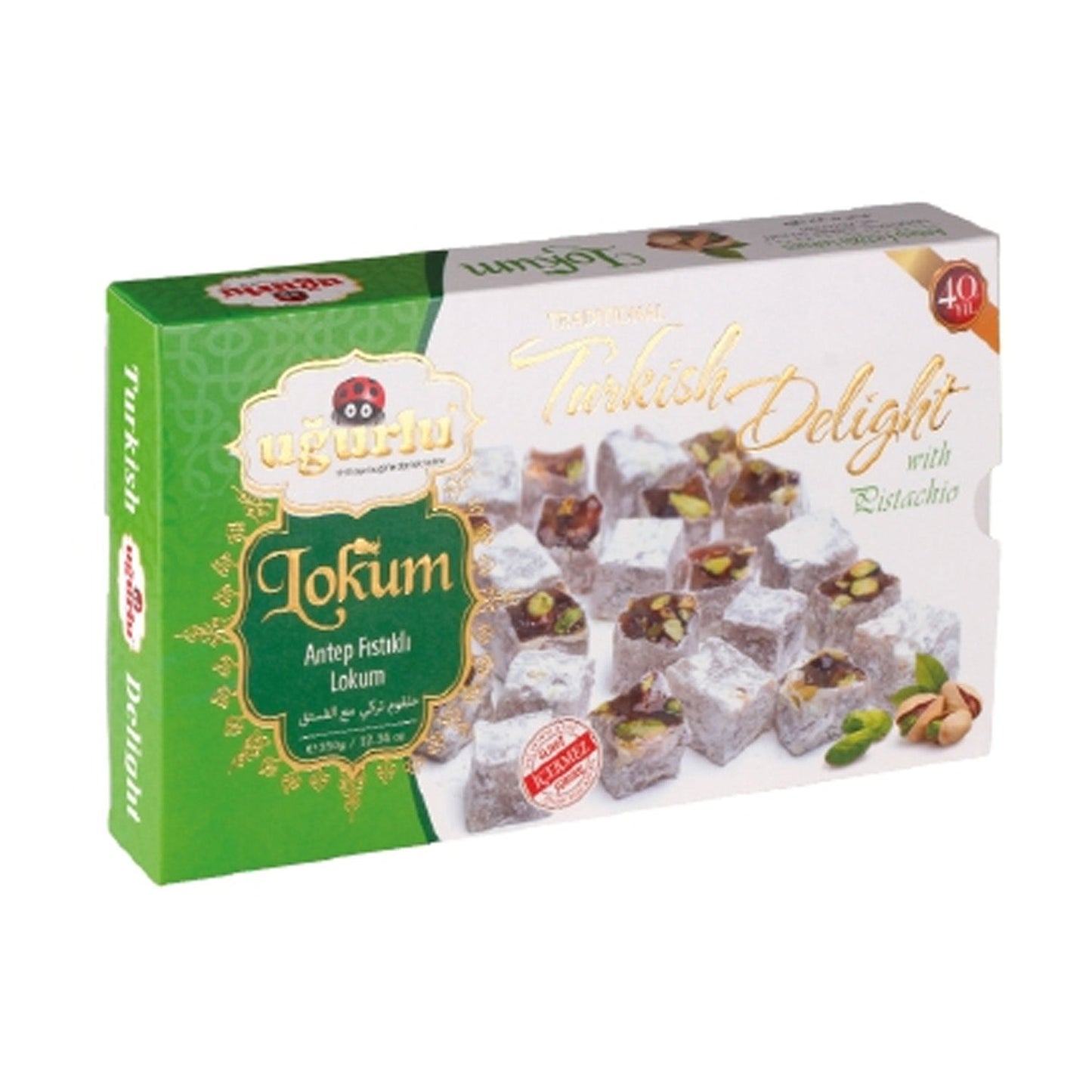 Uğurlu Pistachio Powdered Turkish Delight – 350g (Toz Fıstıklı Lokum)