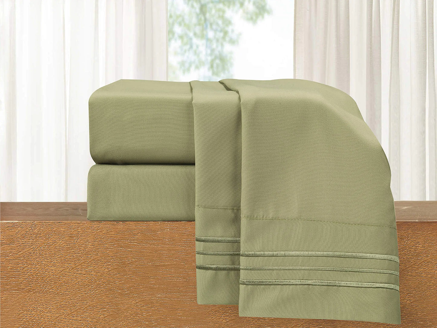 Elegant Comfort Luxury 5-Piece Bed Sheet Set - Sage Green