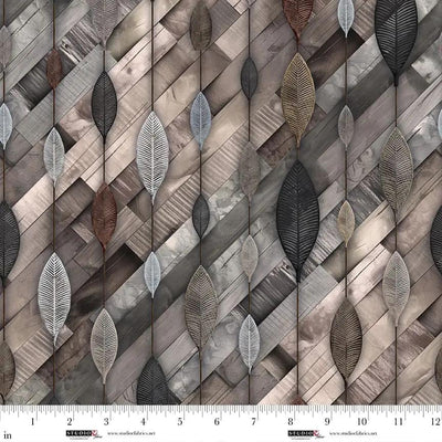 Umber Iron Leaves Cotton Fabric 44"/45" - Premium Quality