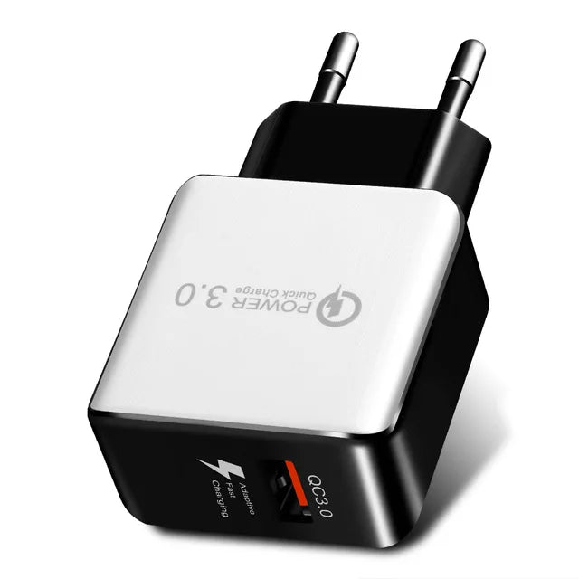 Cargador USB QC3.0 Enchufe EU Adaptador Rápido 18W