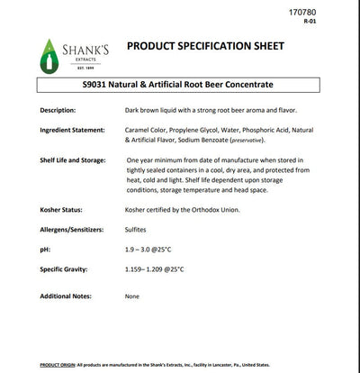 Shank's Root Beer Extract - 4 oz Premium Flavoring