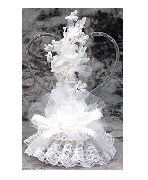 Elegant Glass Look Heart Cake Topper - 8" High