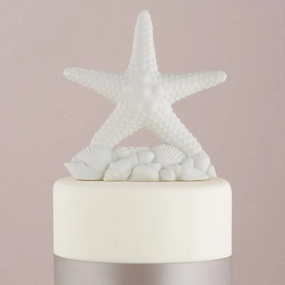 Beach Theme Starfish Cake Topper with Shells - 5" x 2" x 6"