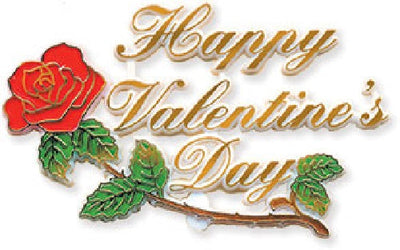 4" Happy Valentine's Day Rose Plaque - 3 or 24 pcs