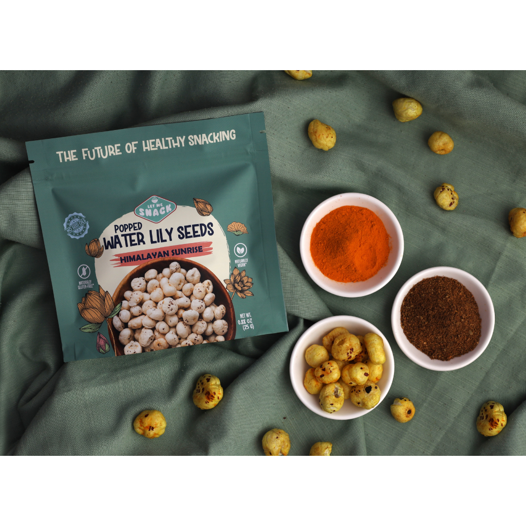 Himalayan Sunrise Popped Water Lily Seeds – Turmeric & Pink Salt Snack - Korvel
