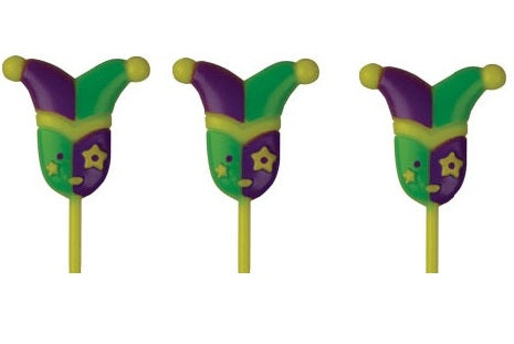 Piques à Cupcake Masque de Mardi Gras - Accents Décoratifs de 3"