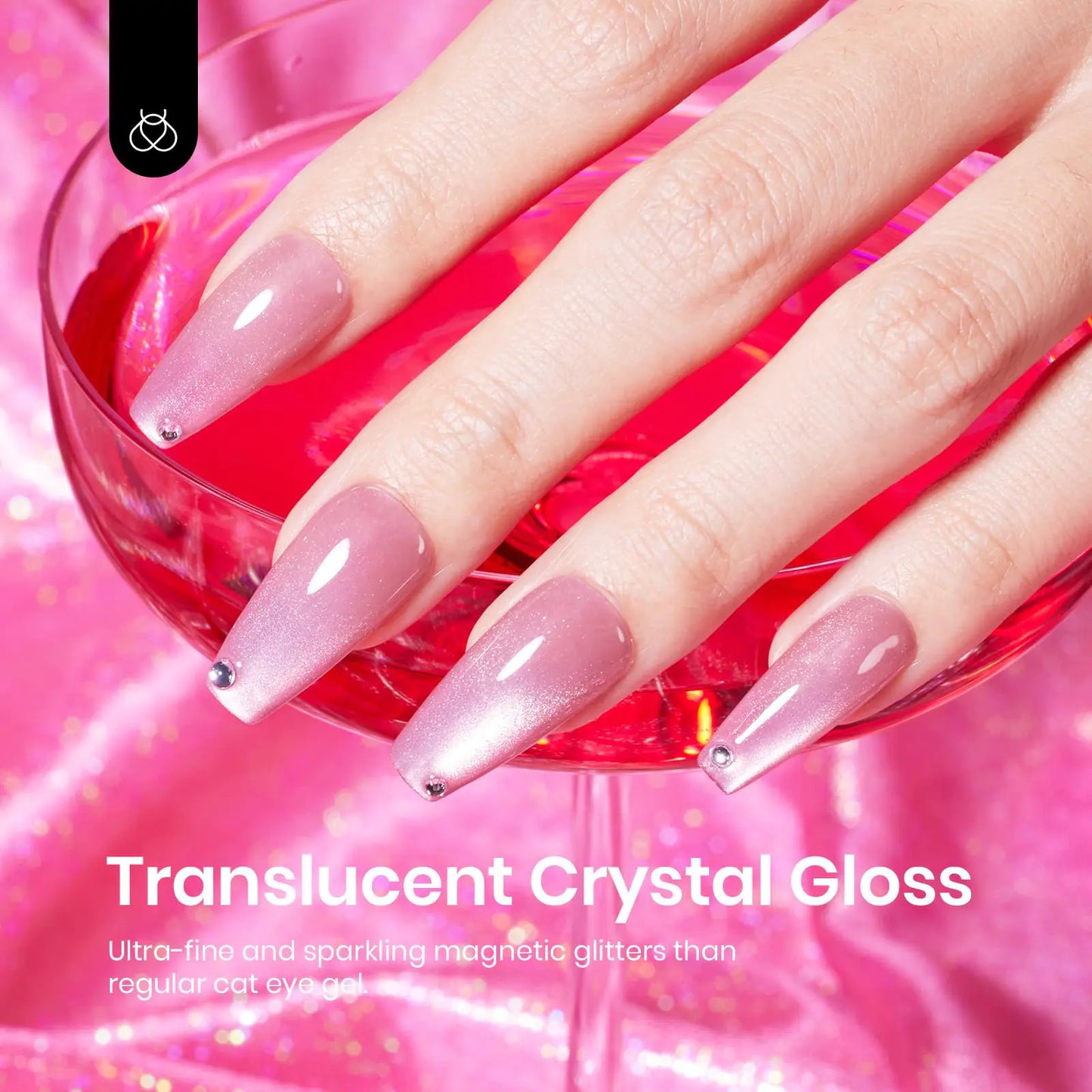 Vernis à ongles en gel Cat Eye rose Beetles - 15ML Paillettes holographiques