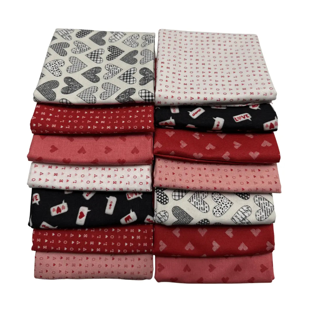 Valentine's Day Cotton Fat Quarter Bundle - Set of 14