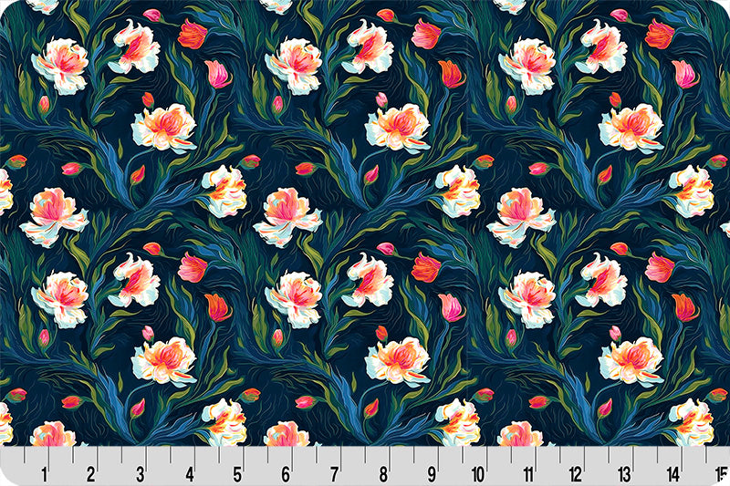 Tissu Cuddle de Quilting Vibrant Whispering Blooms Nightshade au mètre