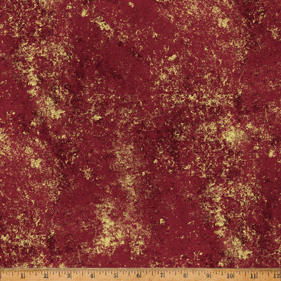 Tissu en coton classiques des fêtes bordeaux/or - 43"/44" par yard