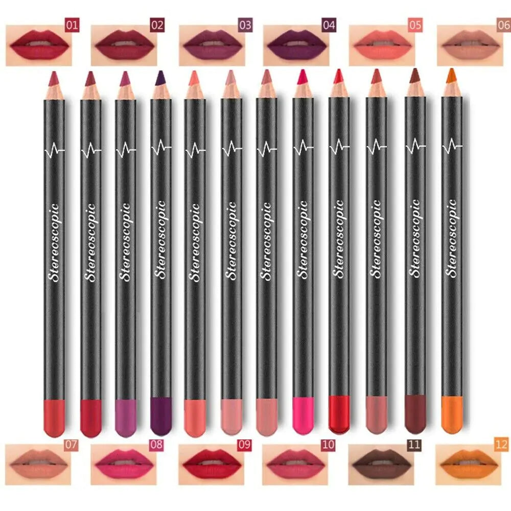 Ensemble de 12 crayons à lèvres mats étanches