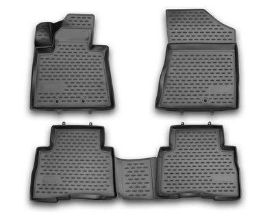 Premium All-Weather Floor Liners for 2014-2015 Kia Sorento - 4 Piece Set - Black - Korvel