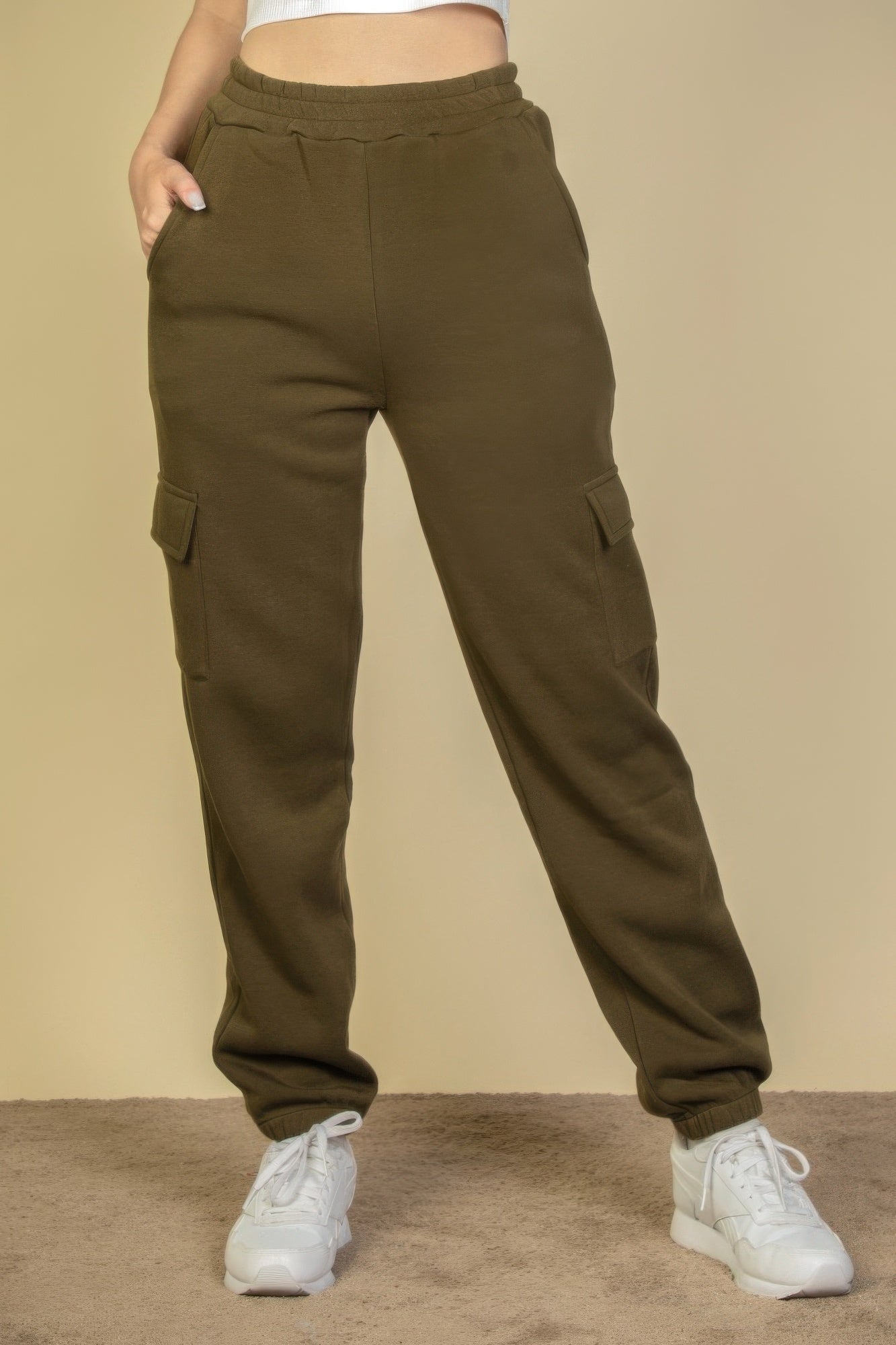 Pantalons de survêtement à taille élastique et poches latérales