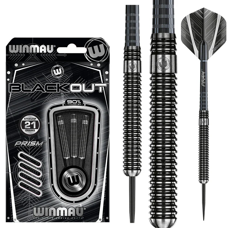 Winmau Blackout Dardos de Punta de Acero 90%