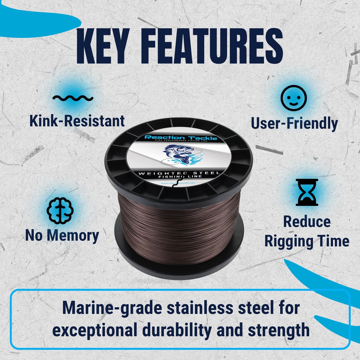 Reaction Tackle 45LB Premium Stainless Steel Trolling Wire