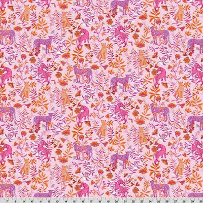Tela de Cuddle Rosa Wanderlust Big Cats para Acolchar por Yarda