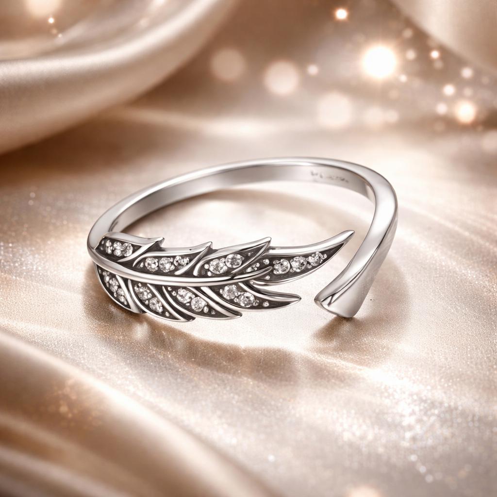 Bague en argent sterling 925 avec pavé en CZ en forme de feuille pour femmes
