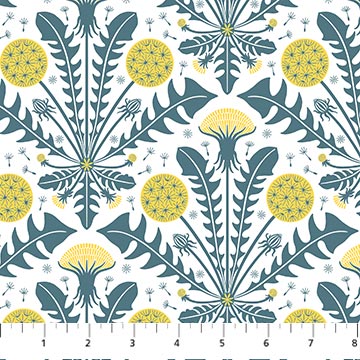 Tissu en coton tendre Dandelion blanc - 44"/45" par yard