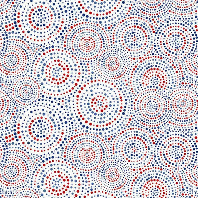 White Patriotic Hexi Dots Cotton Wideback Fabric