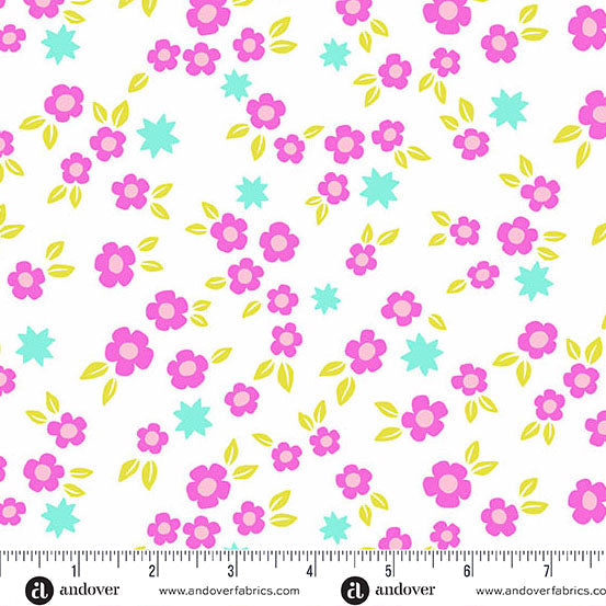 Tissu en coton White Starry Blooms - 44"/45" par yard