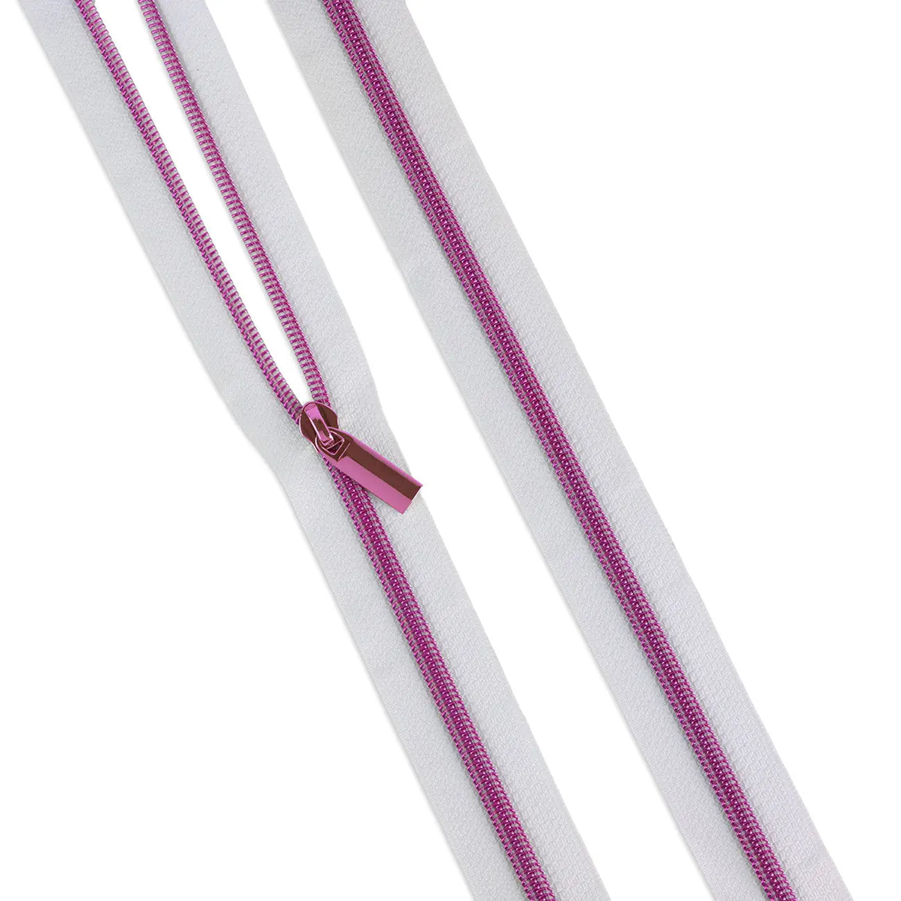 Fermeture éclair en nylon Tula Pink à bobine #5 blanche - 3 yards avec 9 tirettes