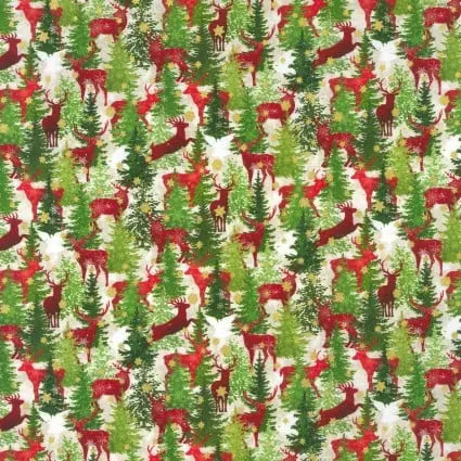 Tissu en coton Winter Solstice II Deer - 44"/45" par yard