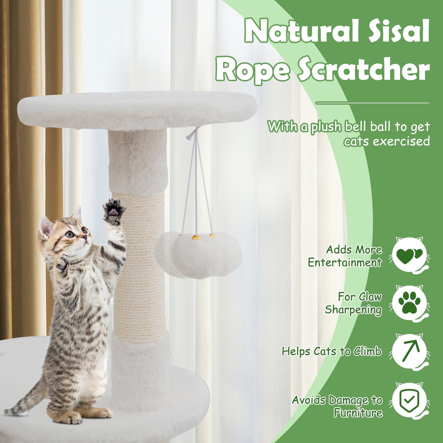Arbre à chat premium avec enclos pour litière - Blanc