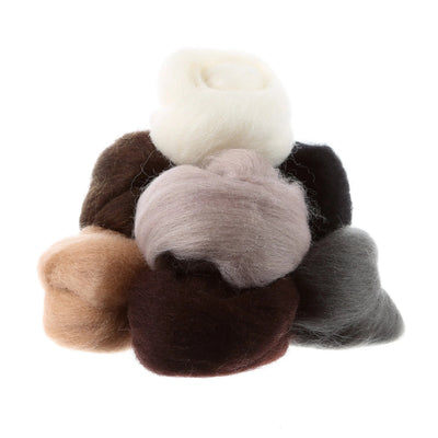 Premium Wool Roving - 8 Pieces of 15-Inch Neutrals