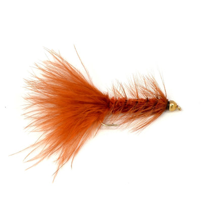Premium Brown Bead Head Woolly Bugger Streamer Flies - Pack of 6 for Trout Fishing - Size 8 - Korvel