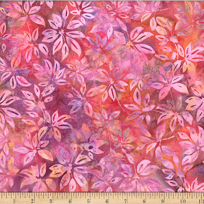 Tela de Algodón con Hojas Batik de Camarón Bali - 44"/45" por Yarda