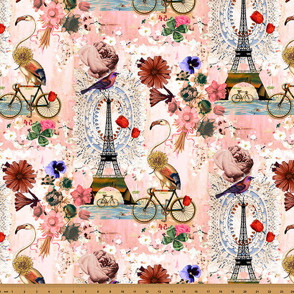 Tela de algodón Paris Luck en rosa ballet - 43"/44" por yarda