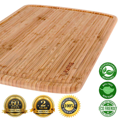 Extra Large Bamboo Cutting Board – 18"x12" Double-Sided with Deep Juice Groove - Korvel