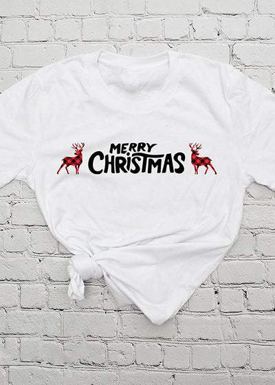 Camiseta navideña con ciervos XMS0002WHT