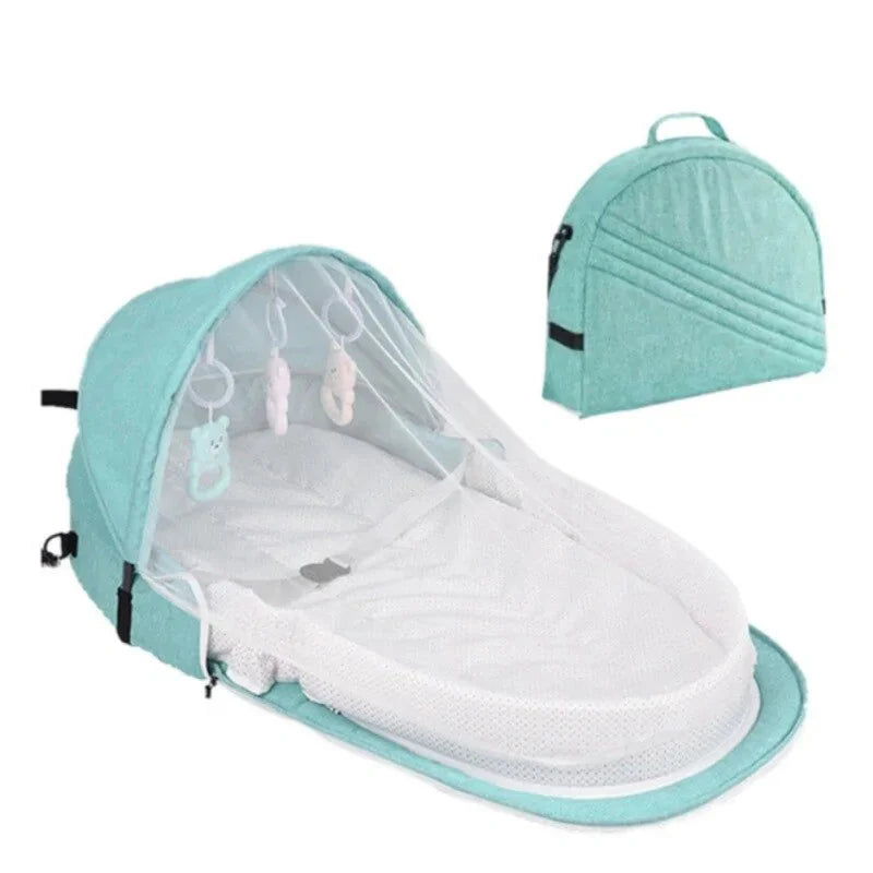 Berceau de Voyage avec Protection Solaire et Filet Anti-Moustiques