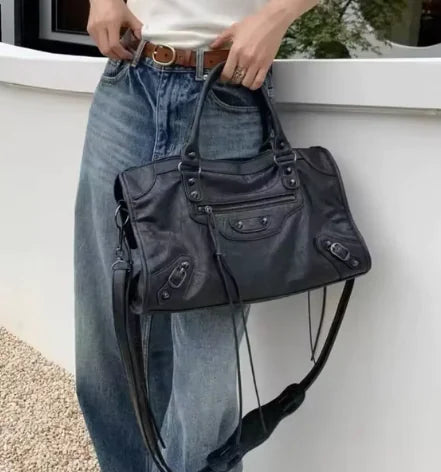 Gothic PU Leather Rivet Shoulder Bag for Women