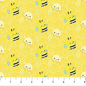 Tissu en coton Yellow Bee Squishmallows - 44"/45" par yard