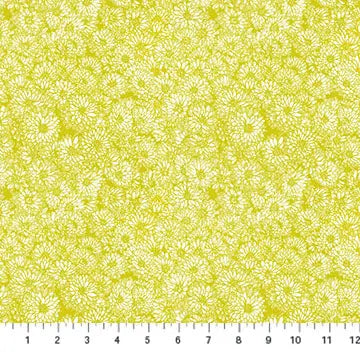Tela de Algodón Indeleble Amarillo con Dalias de Anna Maria
