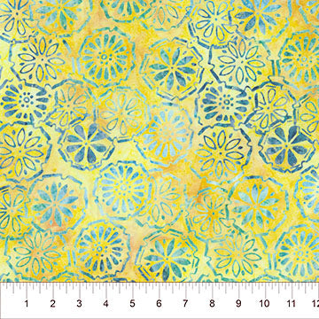 Tissu en coton Flora Médaillon Jaune - 44"/45" par yard