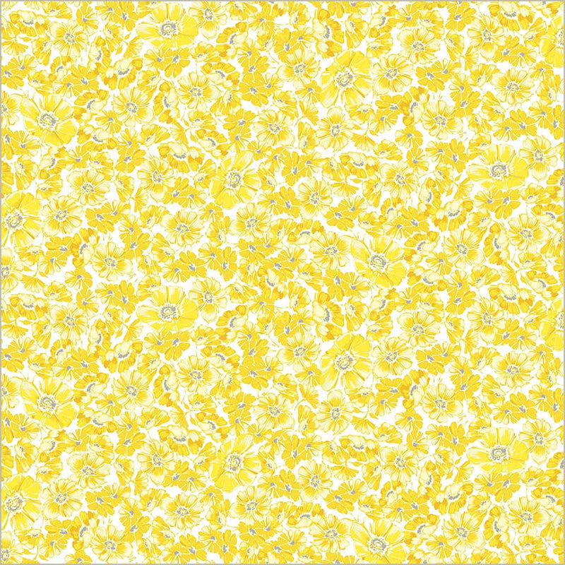 Yellow Verona Allegra Blooms Cotton Fabric - 44"/45" Per Yard