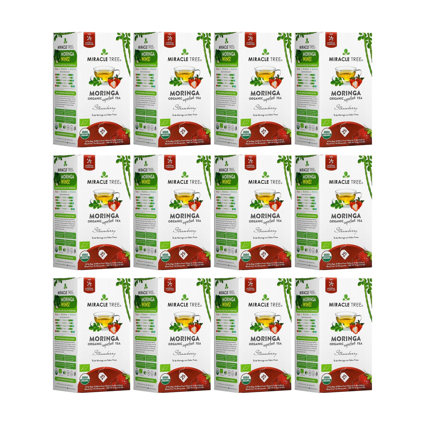 Organic Moringa Tea with Strawberry Flavor