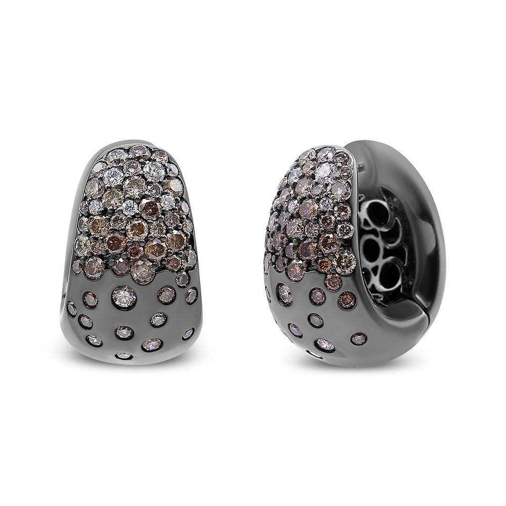Boucles d'oreilles créoles en or blanc 18K avec diamants en rhodium noir