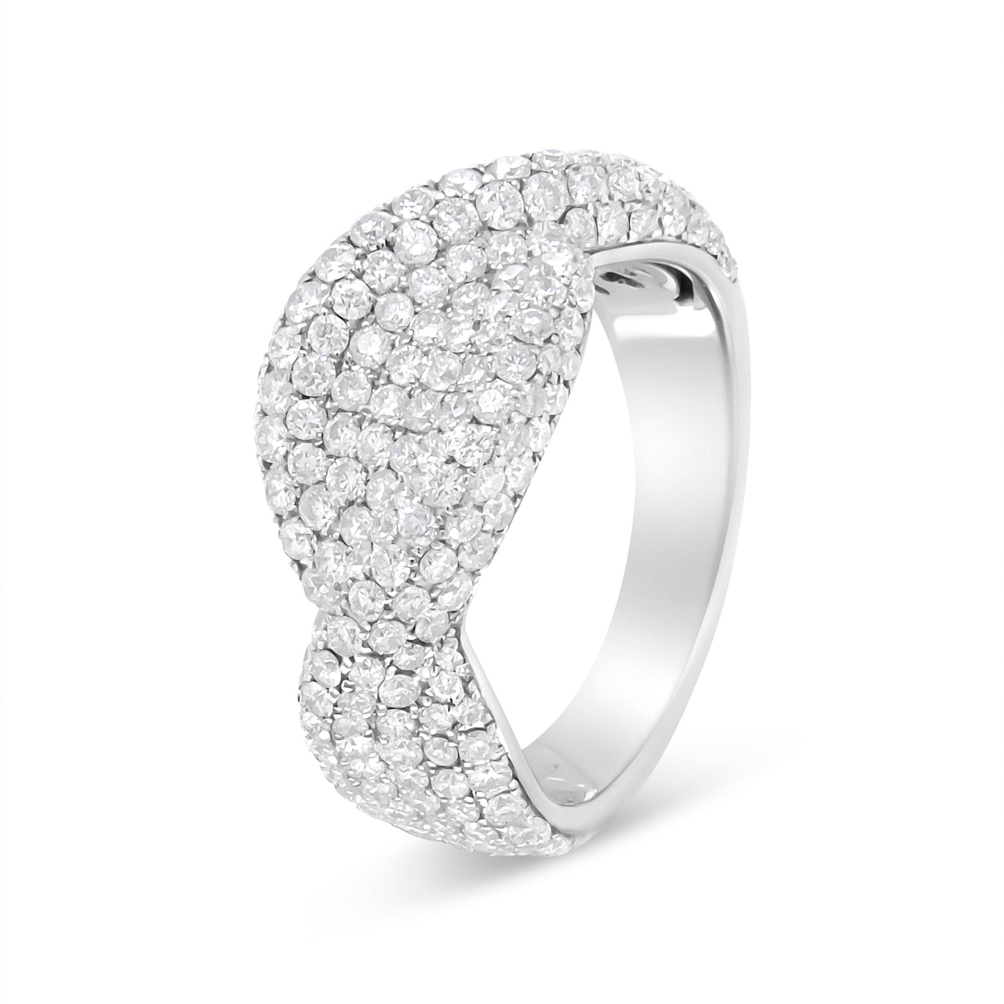 18K White Gold Cluster Diamond Fashion Ring - Size 7